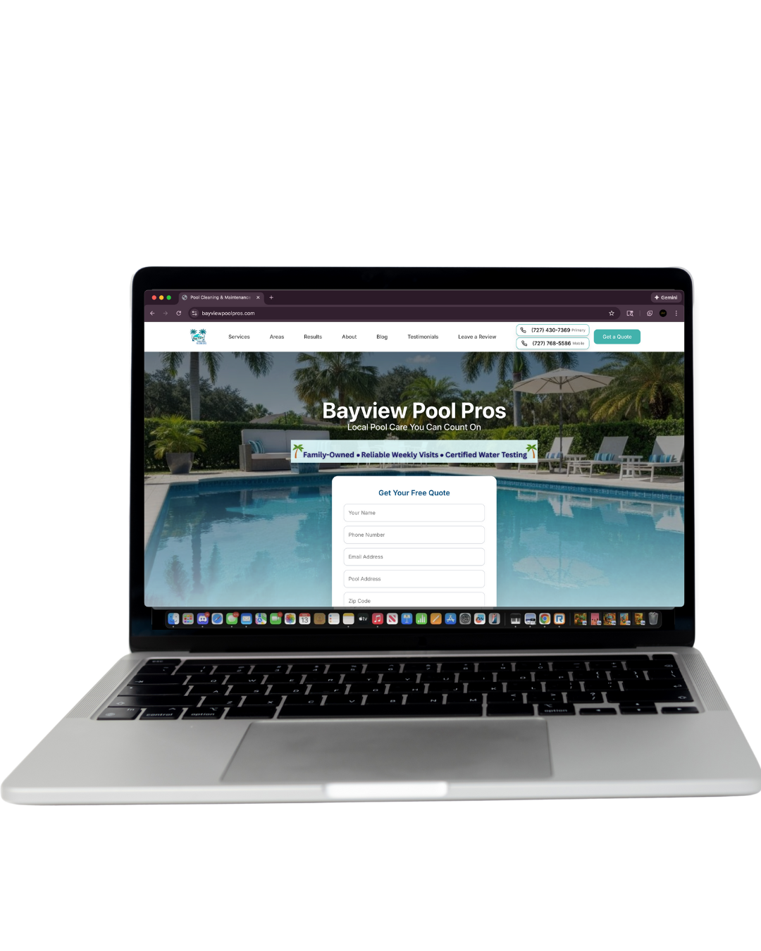 Bay View Pool Pros website