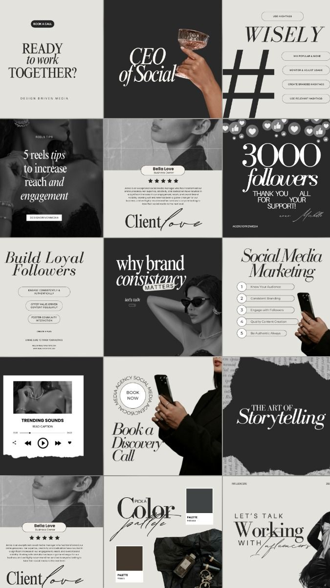 Instagram content grid showcasing various post designs